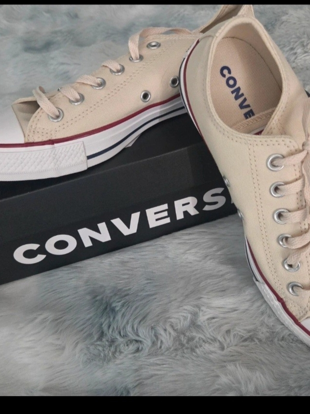Converse Women's Low Top Sneakers in Light Beige, Womens 8 Mens 6